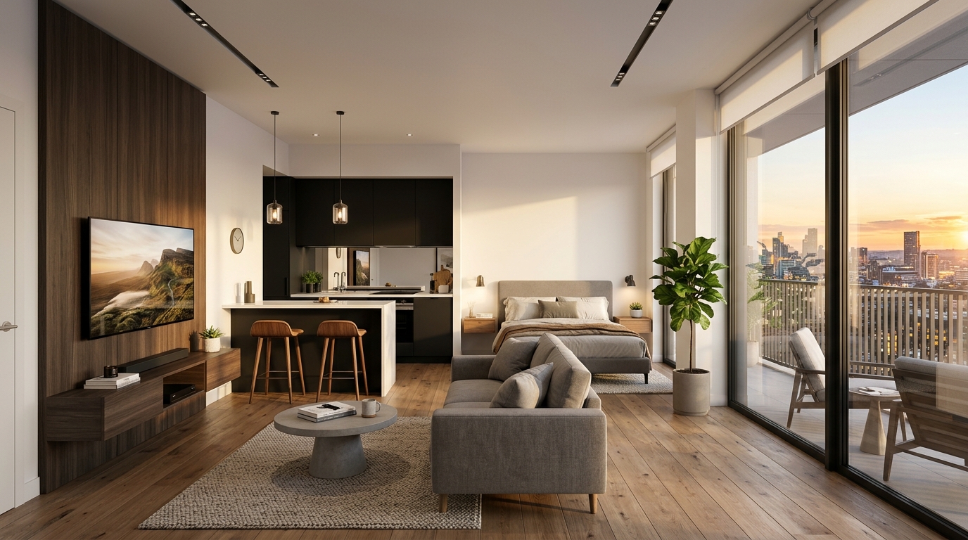 1 BHK Compact Suite Layout Plan